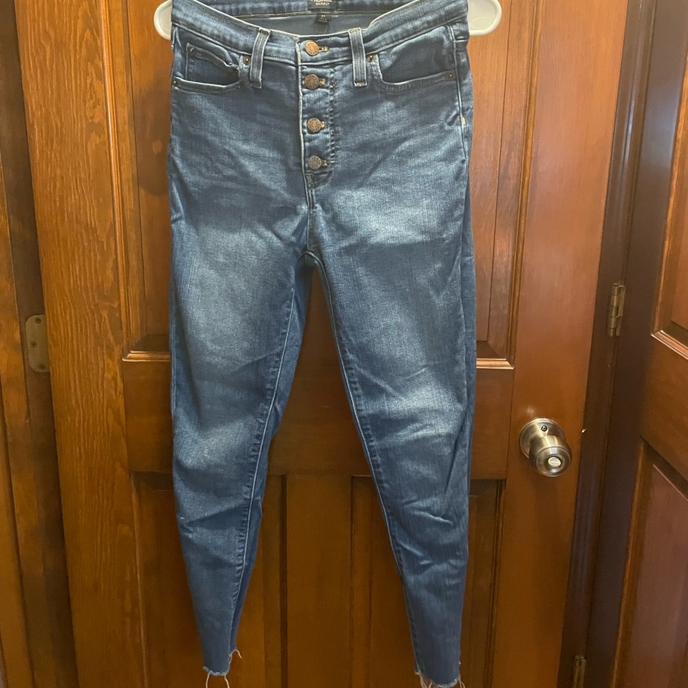 J Crew button up frayed skinny jeans